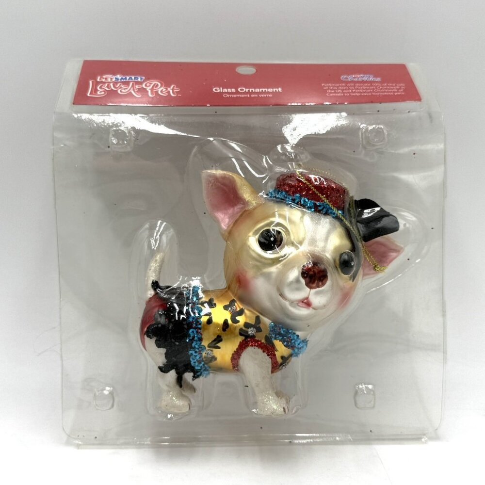 Chic Chuahuaha Blown Glass Christmas Ornament Petsmart Luv-a-Pet